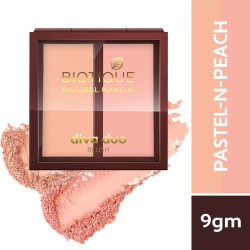 Biotique Natural Makeup Diva Duo Blush - Peepy-N-Peach(Pastel-N-Peach)